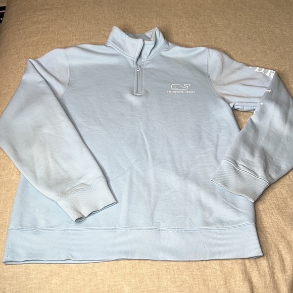 Vineyard Vines Light Blue Collared Half Zip Jacket - Picture 2 of 9